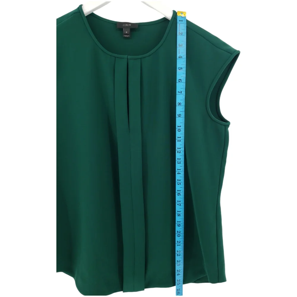 J Crew Sleeveless Shell Size 6 Evergreen Pleated Front Career Travel